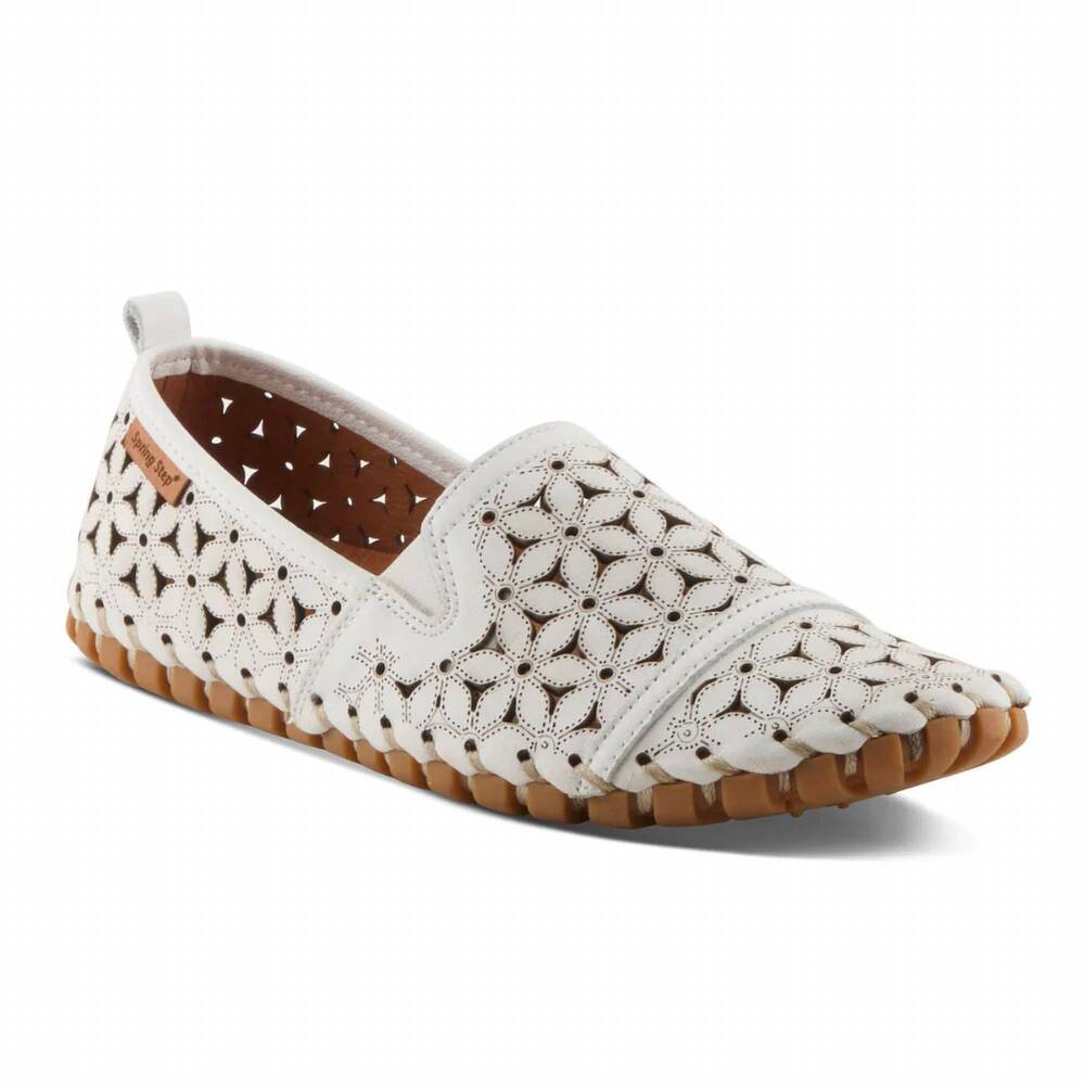 NEW SPRING STEP SHOES women's flowerflow leather loafer in white